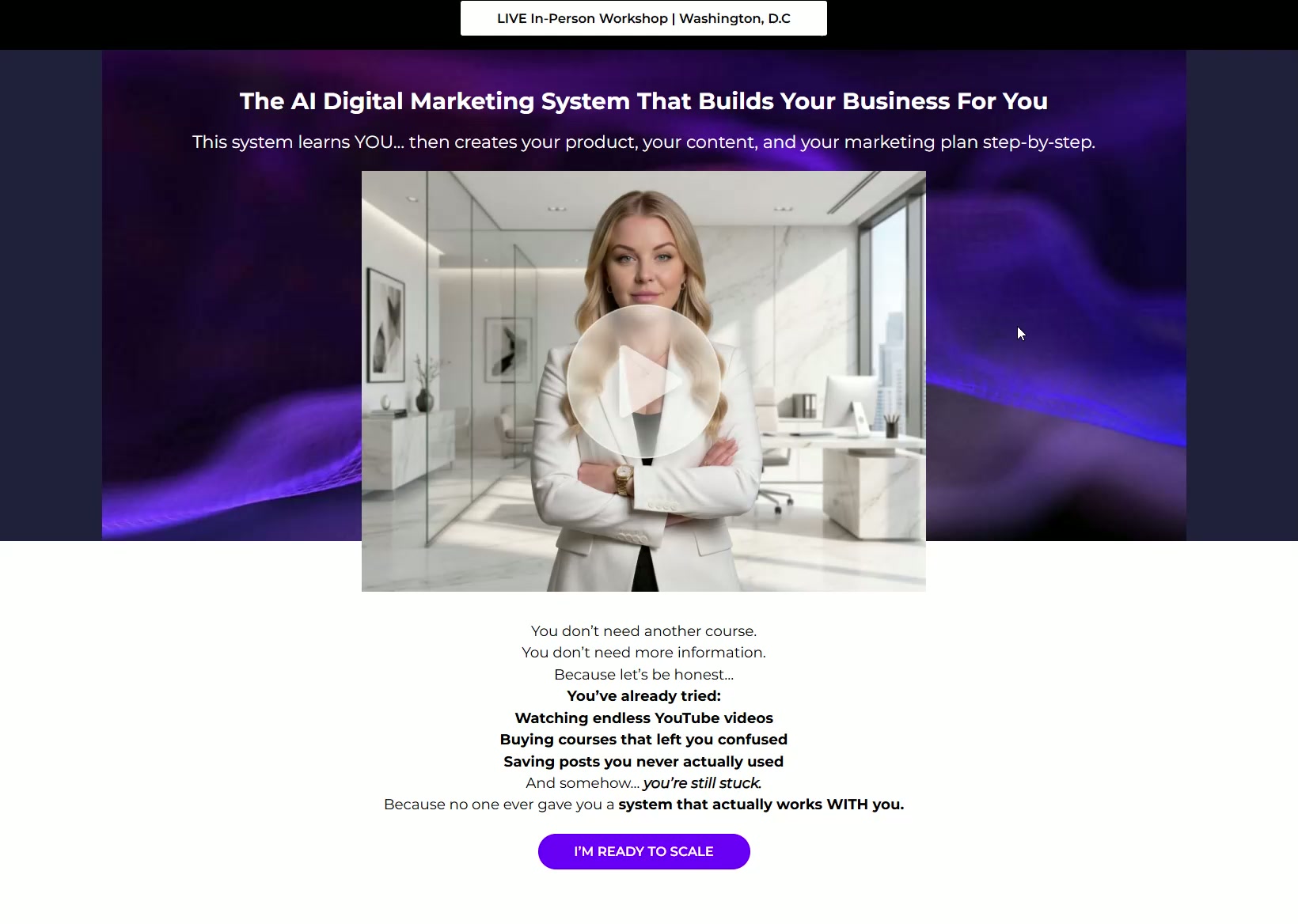 The Webinar Funnel Template preview — a ready-made Systeme.io funnel